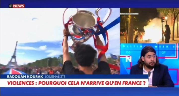 Sur CNews, Radouan Kourak pousse un coup de colère contre les violences après le sacre du PSG