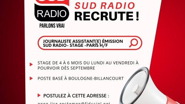 Sud Radio recrute deux stagiaires en journalisme dès septembre 2026